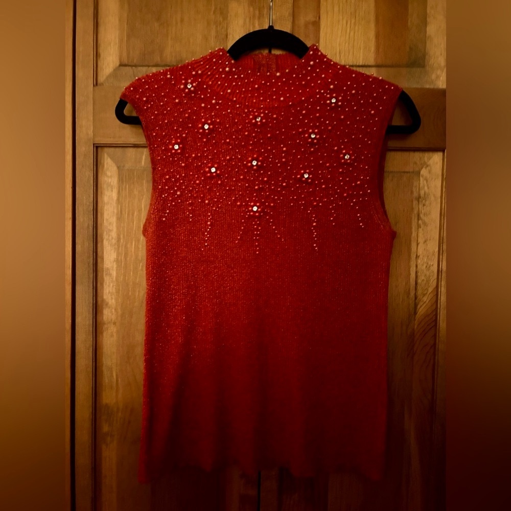 23rdSt Gorgeous Women’s M Y2K Early 2000s Inspired Red Beaded Holiday Blouse Top